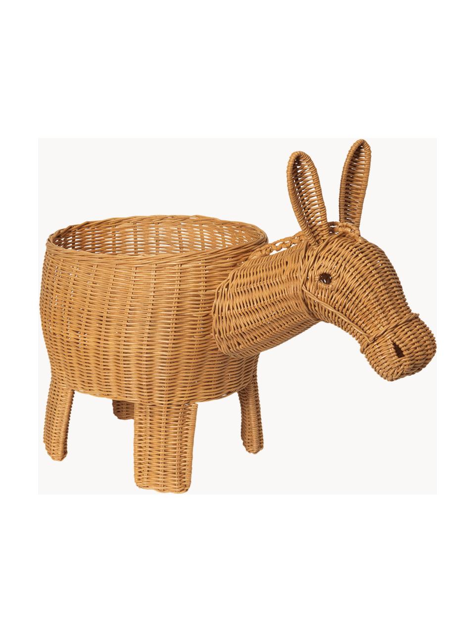 Ręcznie wykonany kosz do przechowywania z rattanu Donkey, Rattan, Jasny brązowy, S 66 x W 49 cm