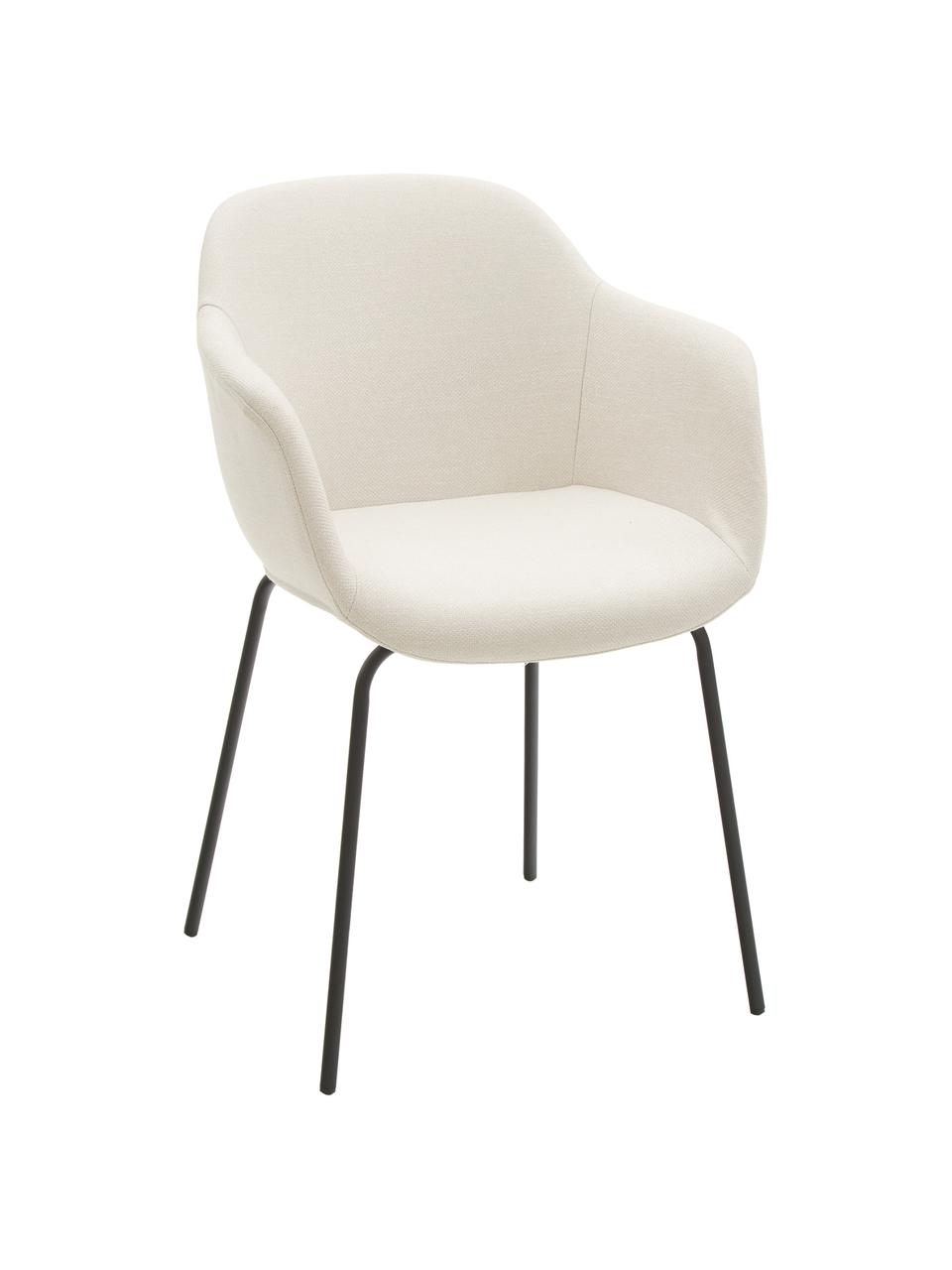 Petite chaise scandinave blanc crème Fiji, Coque : blanc crème Pieds : noir, mat, larg. 58 x prof. 56 cm
