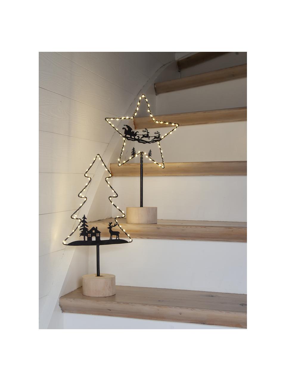 Décoration lumineuse LED Glimta, Noir, bois clair, larg. 21 x haut. 40 cm