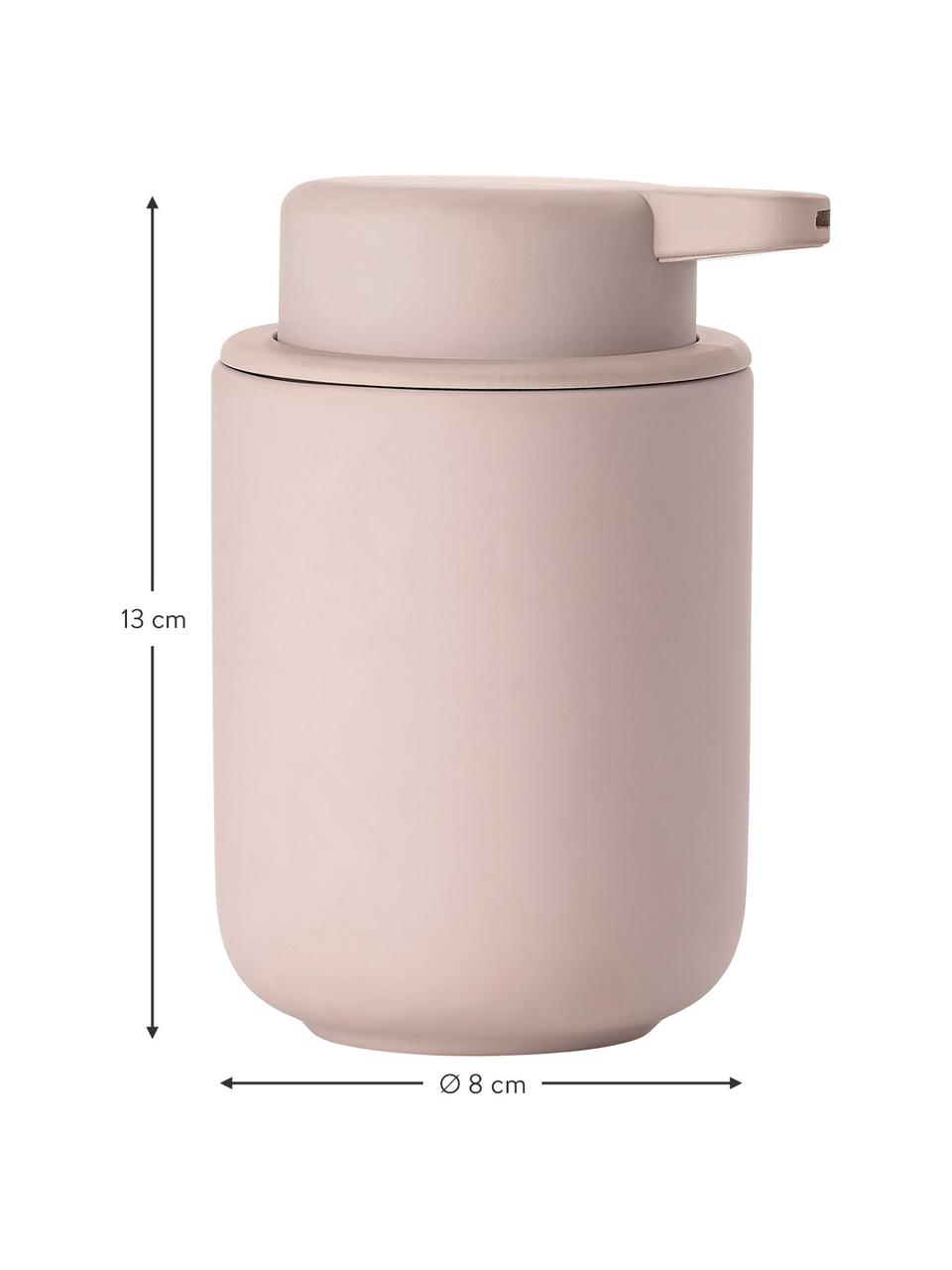Dosificador de jabón Ume, Recipiente: gres revestido con superf, Dosificador: plástico, Rosa mate, Ø 8 x Al 13 cm