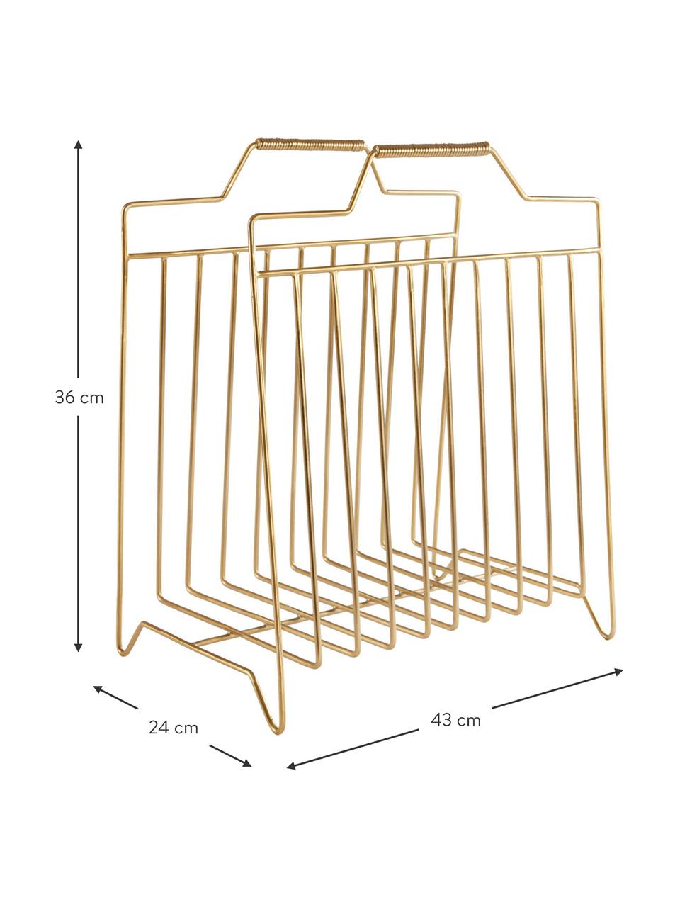 Zeitschriftenhalter Maud, Metall, lackiert, Goldfarben, B 43 x H 36 cm