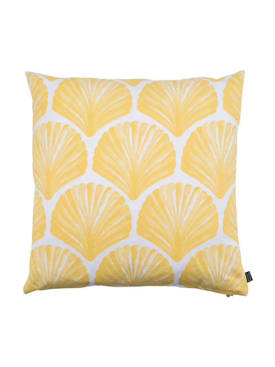 Housse de coussin imprimé coquillages Helix, Blanc, jaune