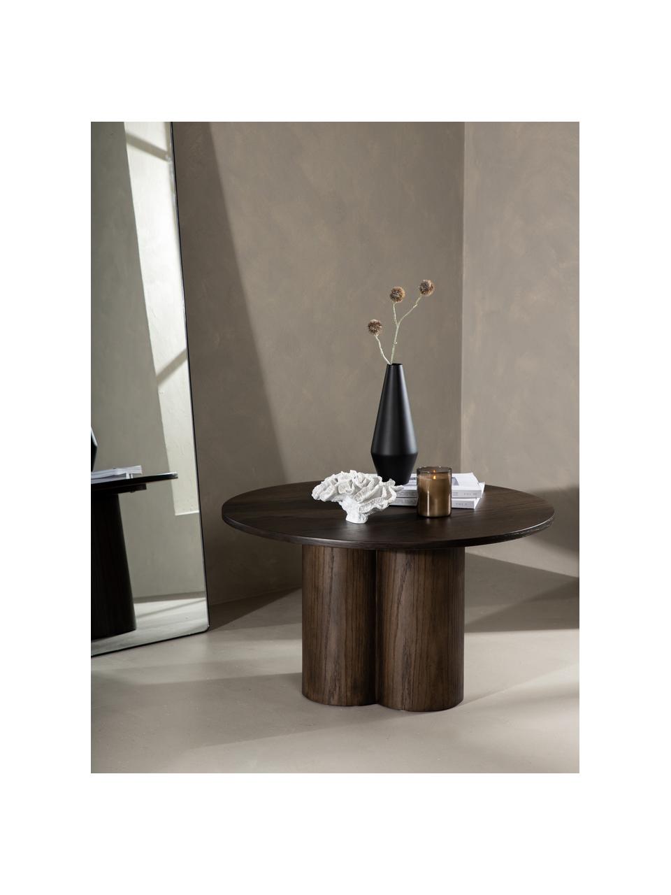 Tavolino rotondo da salotto in legno Olivia, Pannello di fibra a media densità (MDF), Legno, scuro verniciato, Ø 80 cm