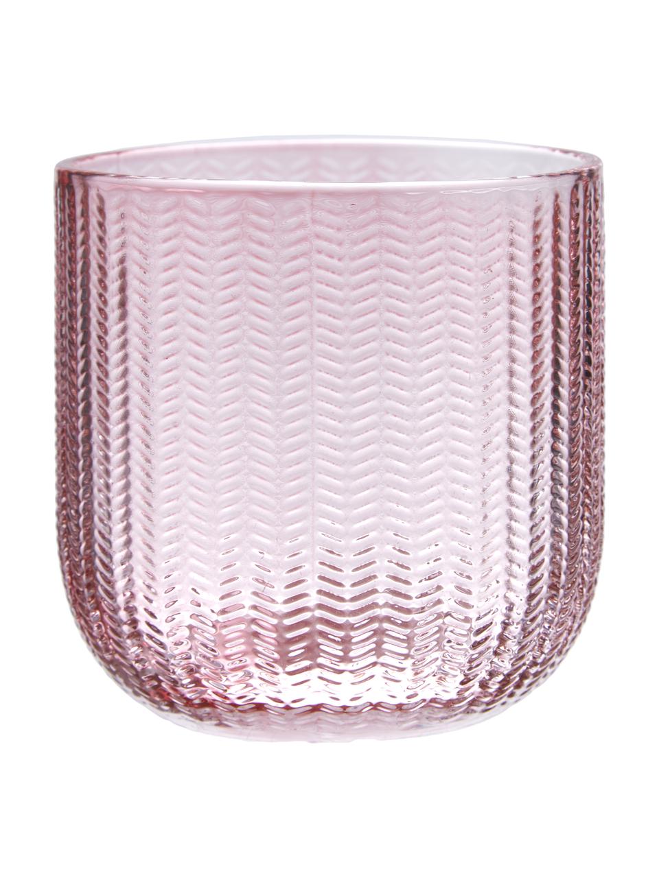 Bicchiere portaspazzolini in vetro Emilia, Vetro, Rosa, Ø 8 x Alt. 8 cm