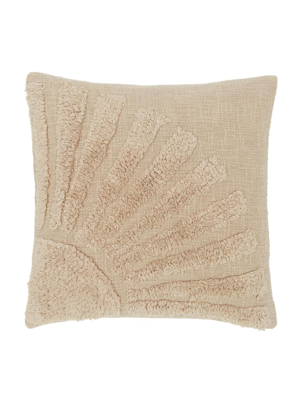 Housse de coussin 45x45 en coton beige Ilari, 100 % coton, Beige, larg. 45 x long. 45 cm