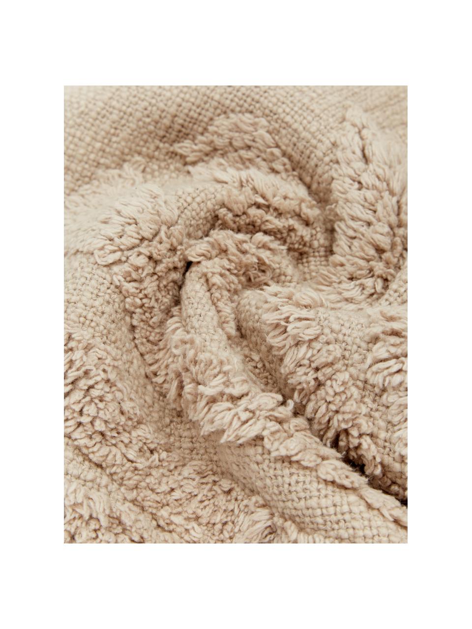 Katoenen kussenhoes Ilari met hoog-laag structuur, 100% katoen, Beige, B 45 x L 45 cm