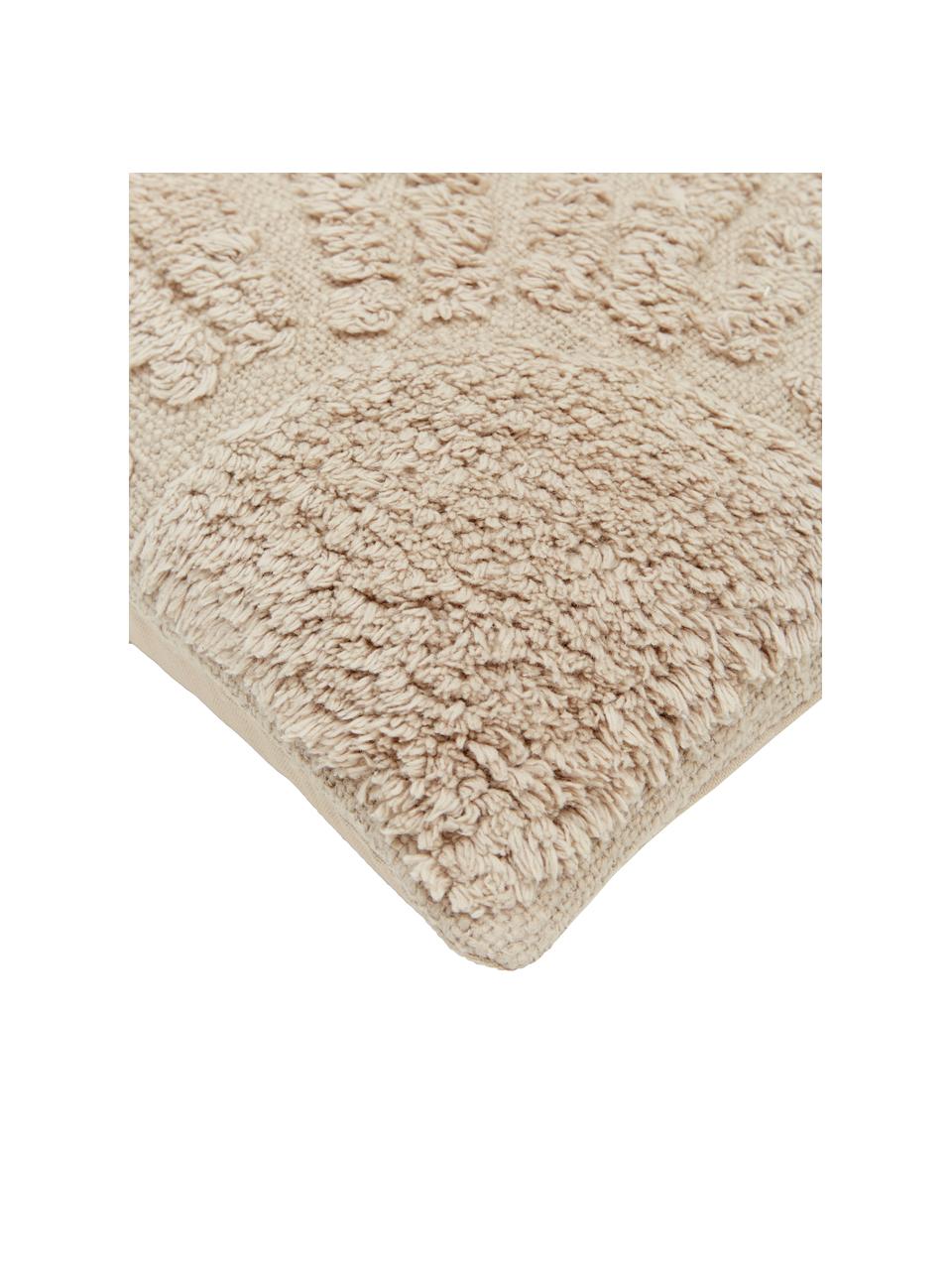 Baumwoll-Kissenhülle Ilari mit Hoch-Tief-Struktur, 100% Baumwolle, Beige, B 45 x L 45 cm