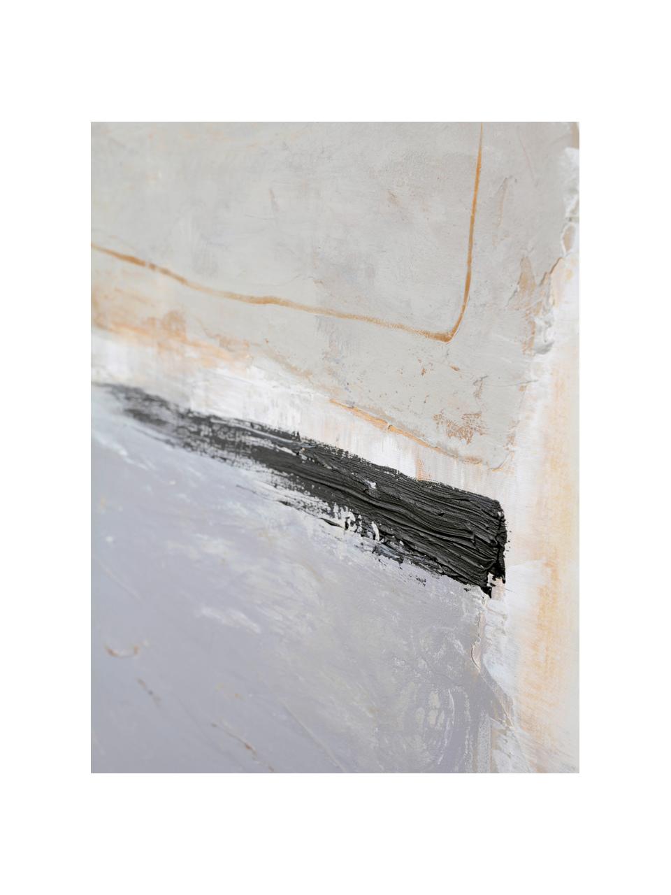 Quadro dipinto a mano con cornice in legno Scenario, Struttura: legno di quercia, Beige, grigio, Larg. 92 x Alt. 120 cm