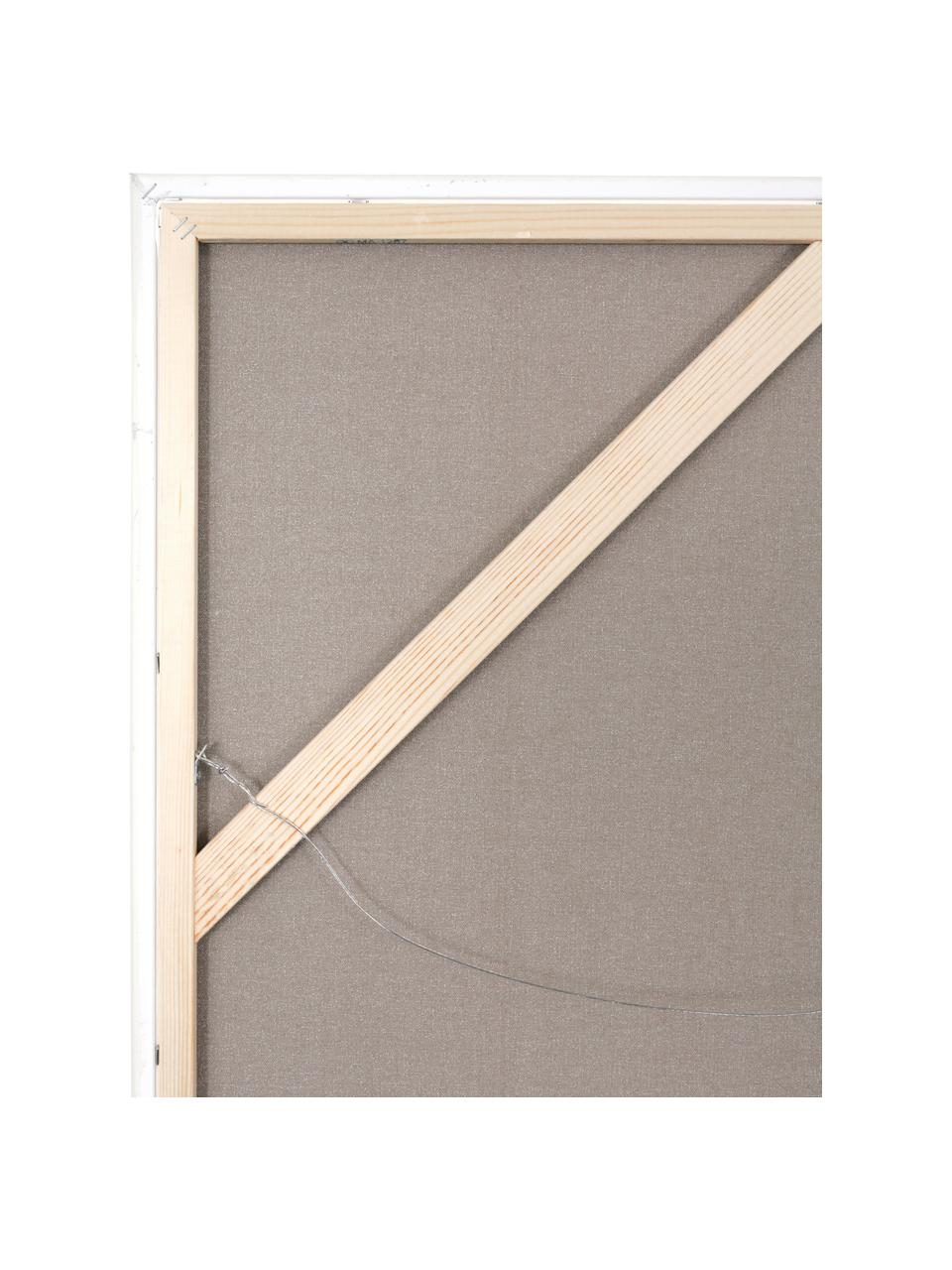 Handgemaltes Leinwandbild Scenario mit Holzrahmen, Rahmen: Eichenholz, Beige, Grau, B 92 x H 120 cm