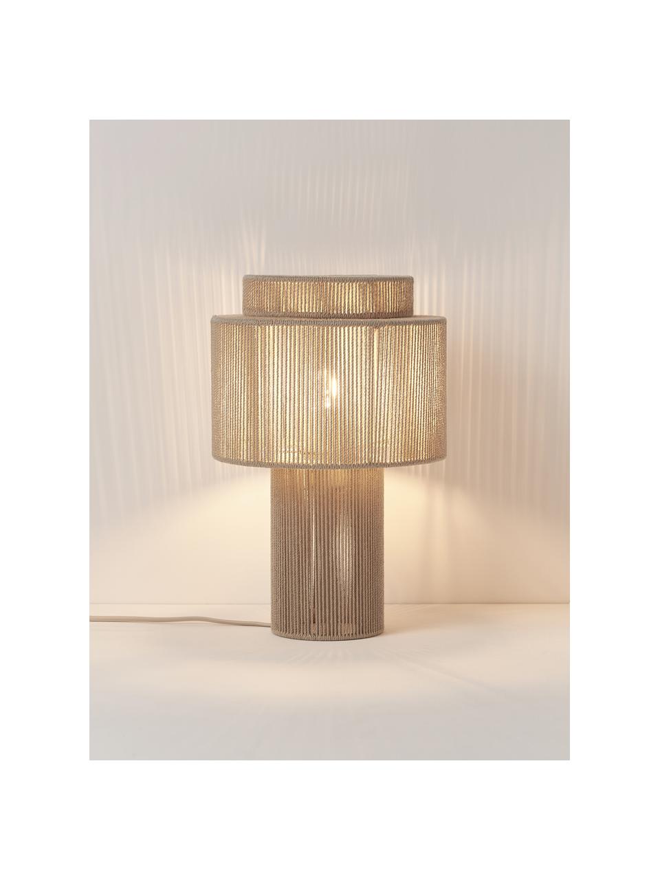 Tafellamp Lace van linnen draden, Natuurlijke vezels, Beige, Ø 25 x H 38 cm