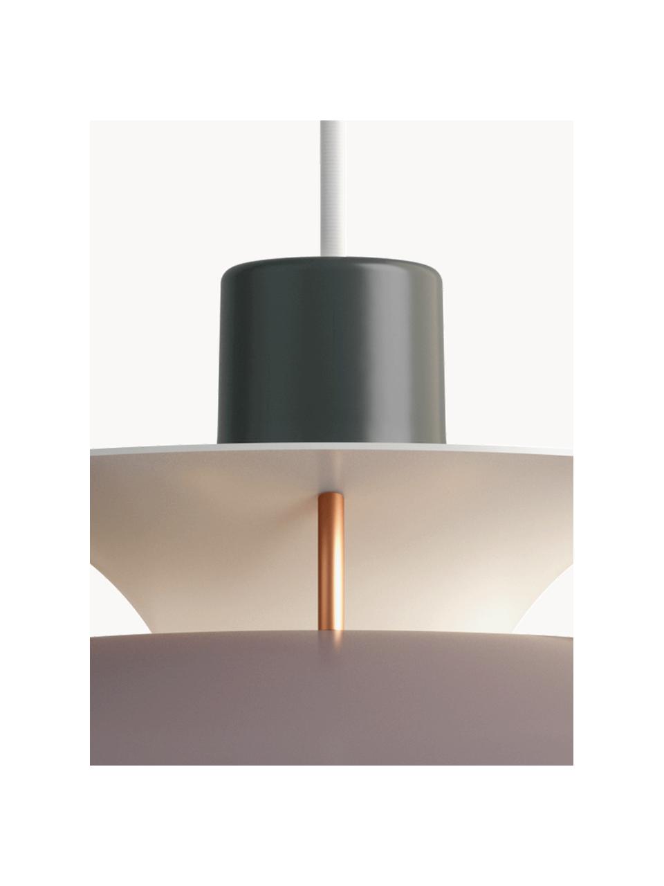 Hanglamp PH 5, verschillende formaten, Lampenkap: gecoat metaal, Diffuser: glas, semi-transparant, Grijstinten, goudkleurig, Ø 50 x H 27 cm