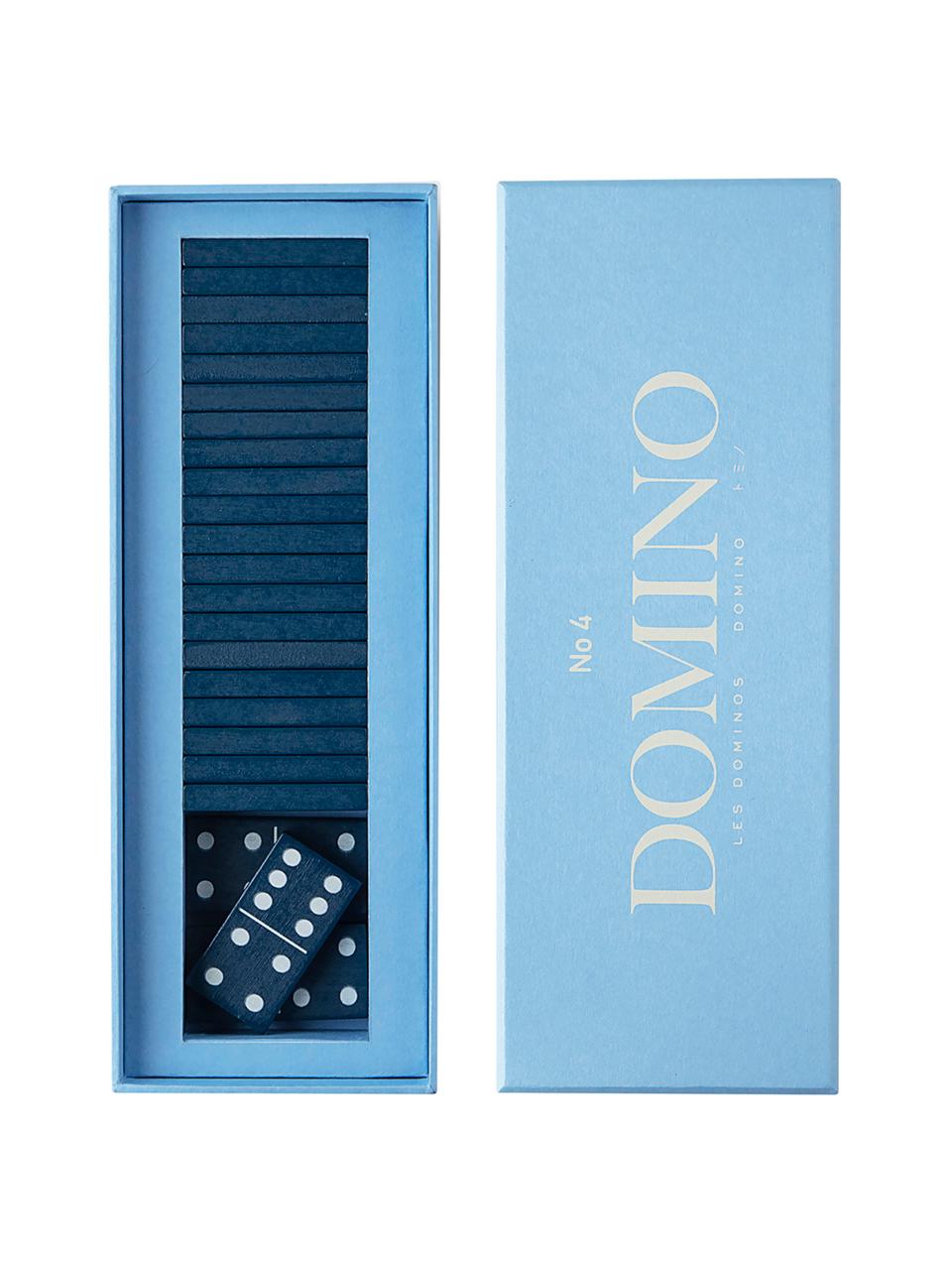 Domino-set Classic, 30-delig, Papier, hout, Blauw, 24 x 5 cm