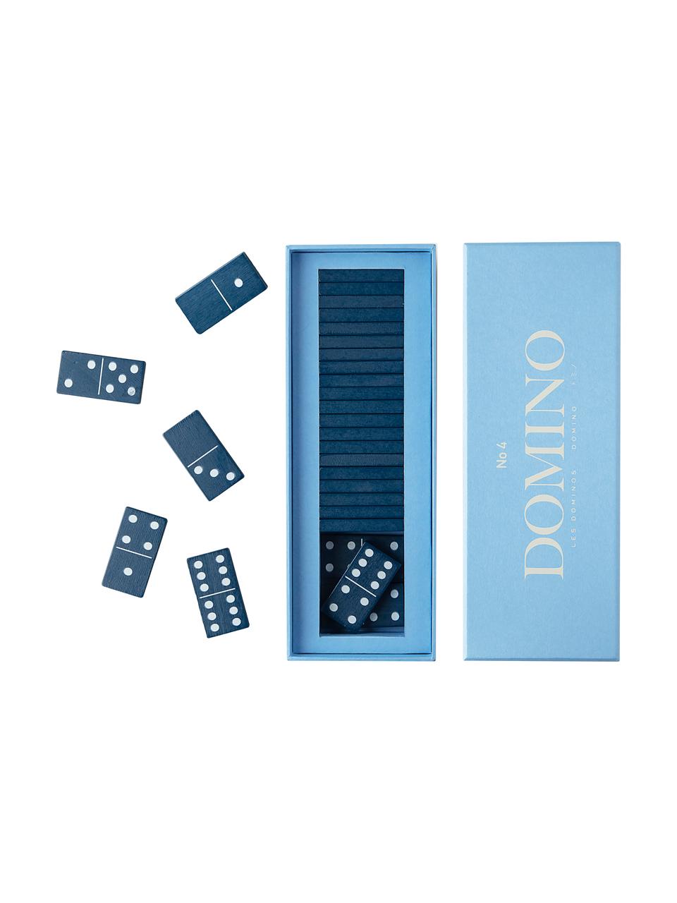 Domino-set Classic, 30-delig, Papier, hout, Blauw, 24 x 5 cm