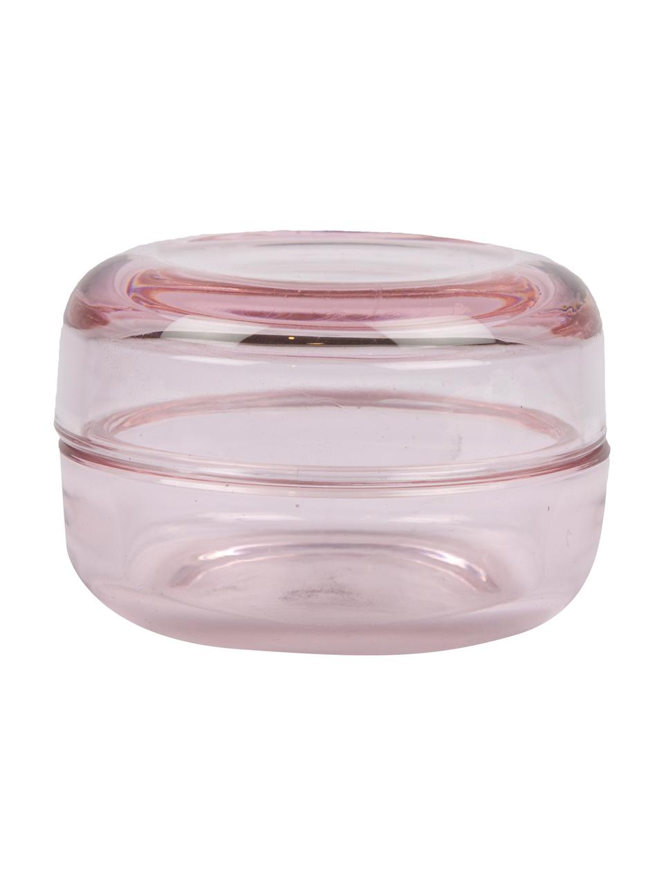 Opbergpot Caroline, Glas, Roze, transparant, Ø 9 x H 6 cm