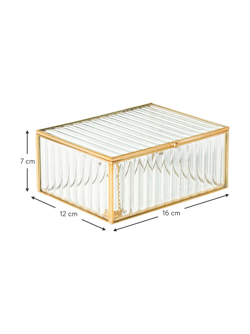 Caja de vidrio Laurena, Transparente, latón, An 16 x Al 7 cm