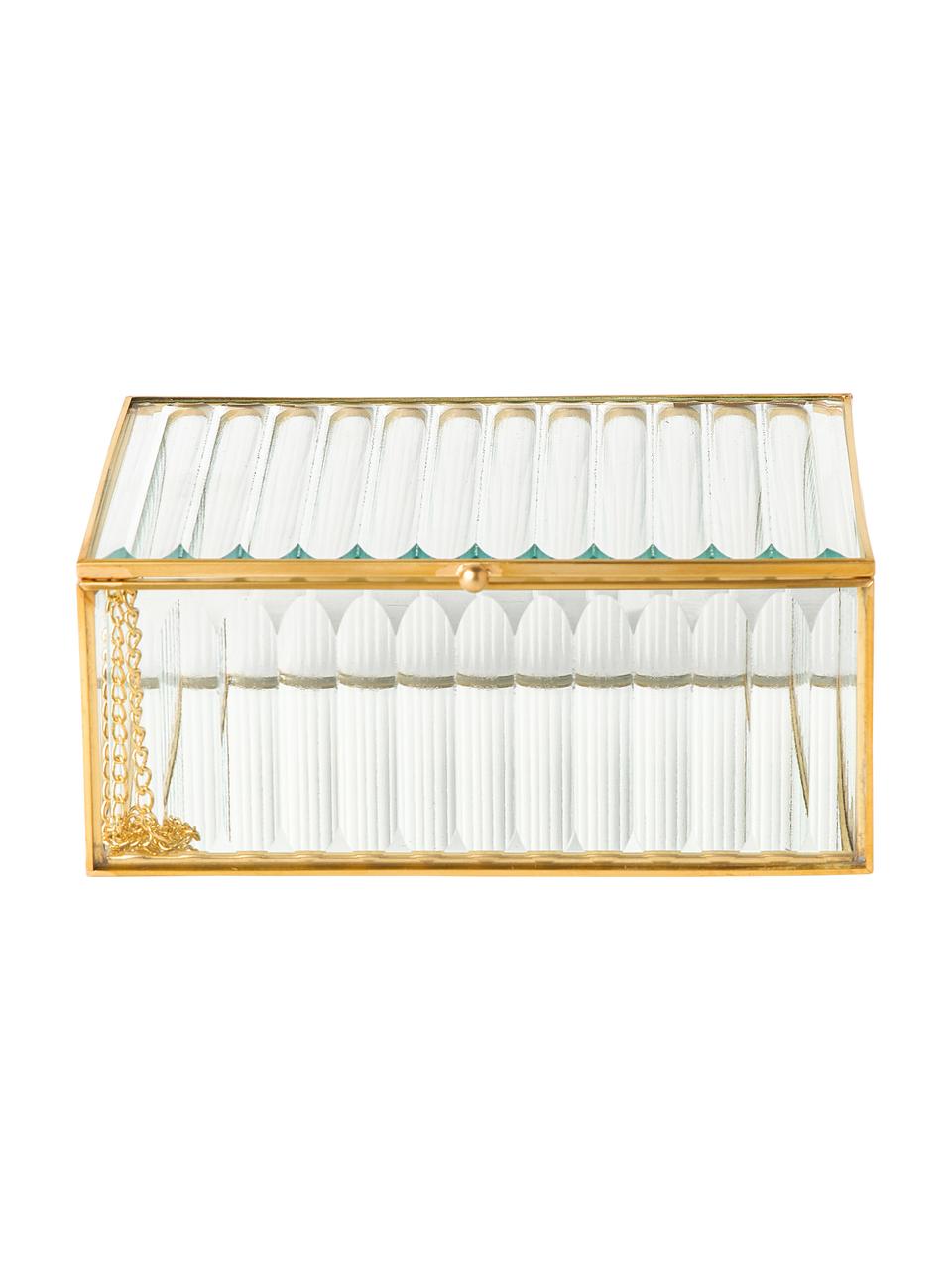 Caja de vidrio Laurena, Transparente, latón, An 16 x Al 7 cm