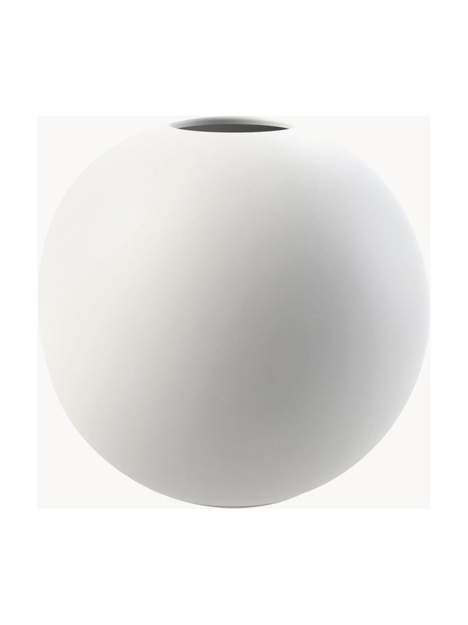 Handgemaakte bolvormige vaas Ball, Ø 10 cm, Keramiek, Wit, Ø 10 x H 10 cm