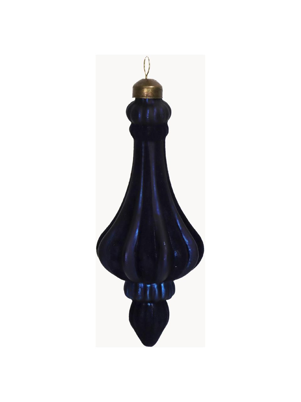 Adorno navideño Neruun, Terciopelo, Azul oscuro, Ø 7 x Al 15 cm