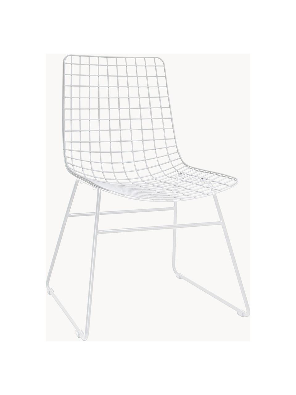 Chaise en métal Wire, Métal, revêtement par poudre, Blanc, larg. 47 x prof. 54 cm