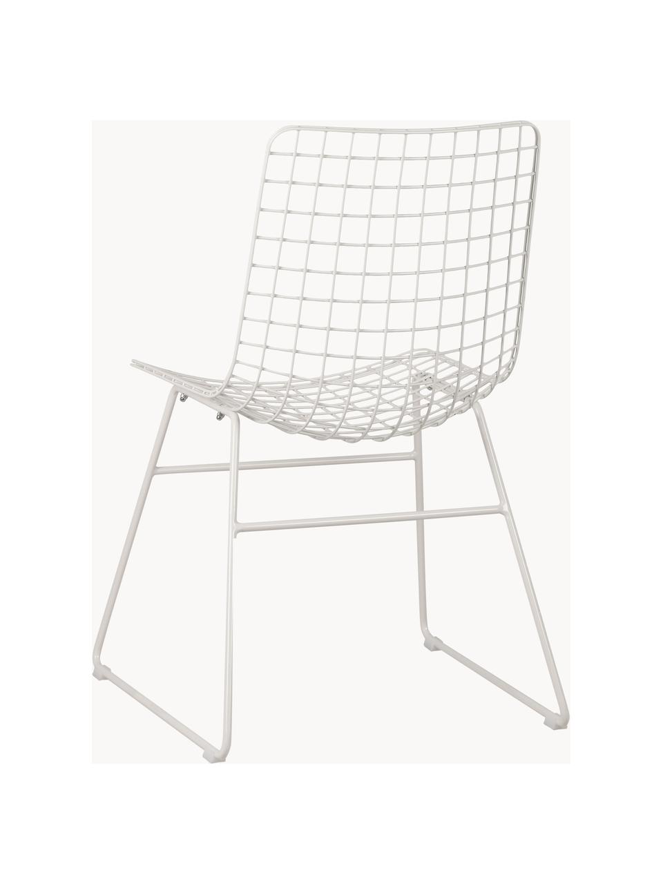 Chaise en métal Wire, Métal, revêtement par poudre, Blanc, larg. 47 x prof. 54 cm