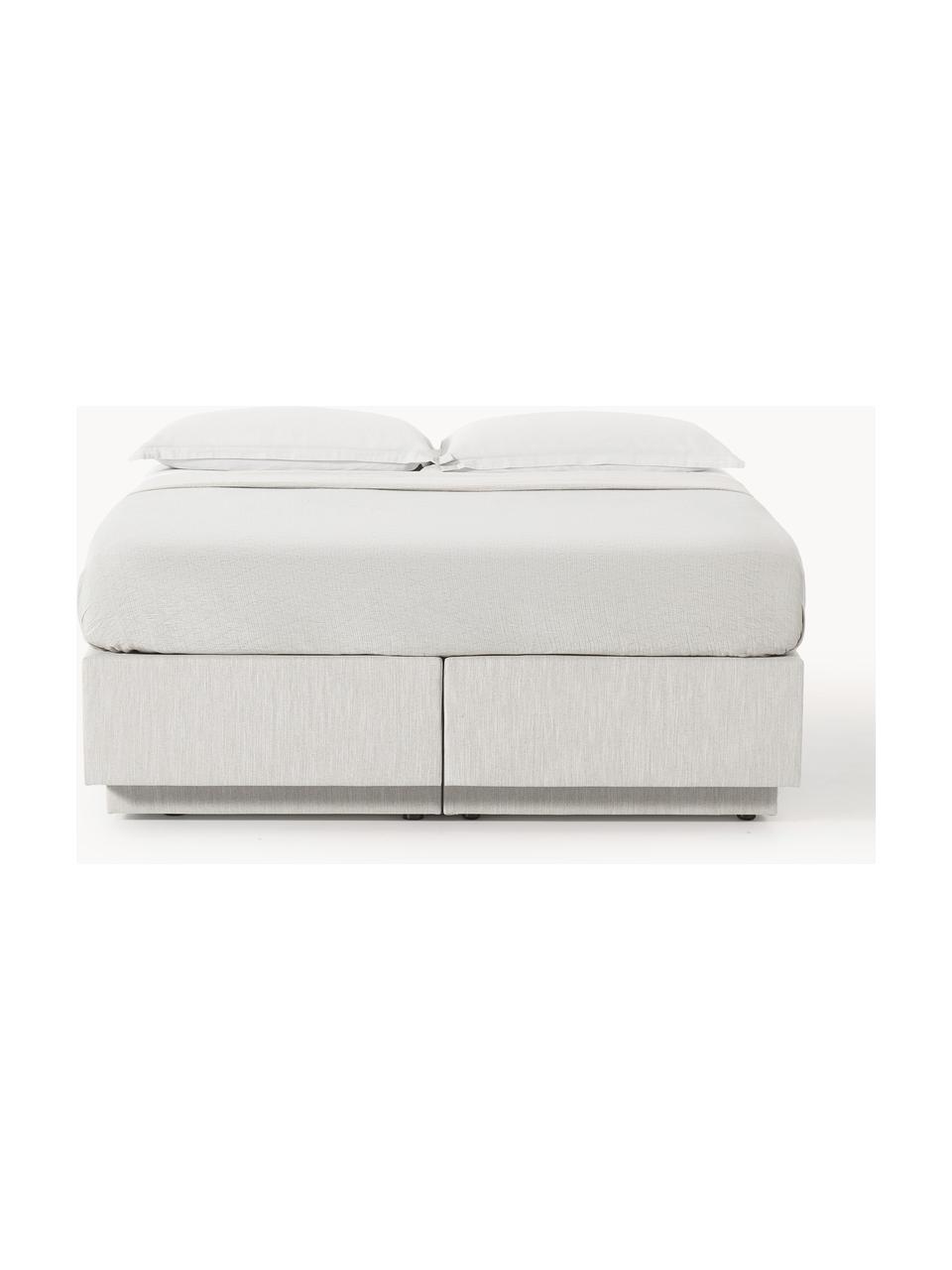 Boxspringbett Enya mit Stauraum, Bezug: 100 % Polyester Der strap, Matratze: 5-Zonen-Taschenfederkern, Webstoff Greige, B 140 x L 200 cm, Härtegrad H2