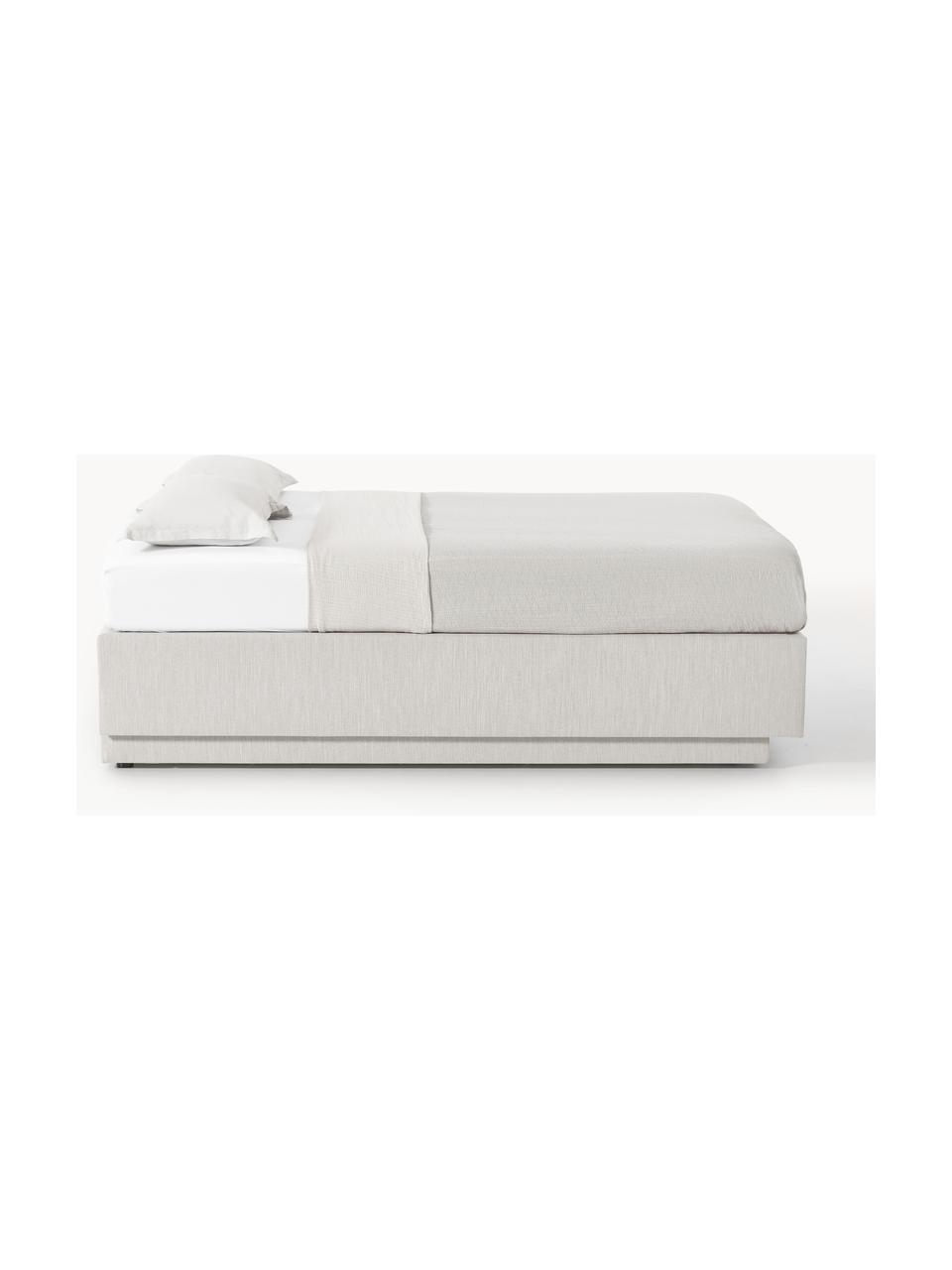 Boxspringbett Enya mit Stauraum, Bezug: 100 % Polyester Der strap, Matratze: 5-Zonen-Taschenfederkern, Webstoff Greige, B 140 x L 200 cm, Härtegrad H2