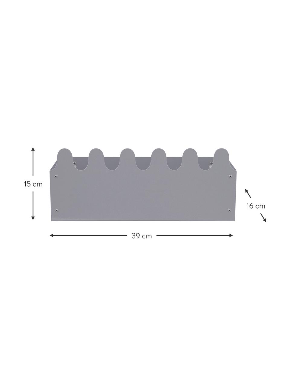 Estante de pared de metal Sinus, Metal con pintura en polvo, Gris, An 39 x Al 16 cm