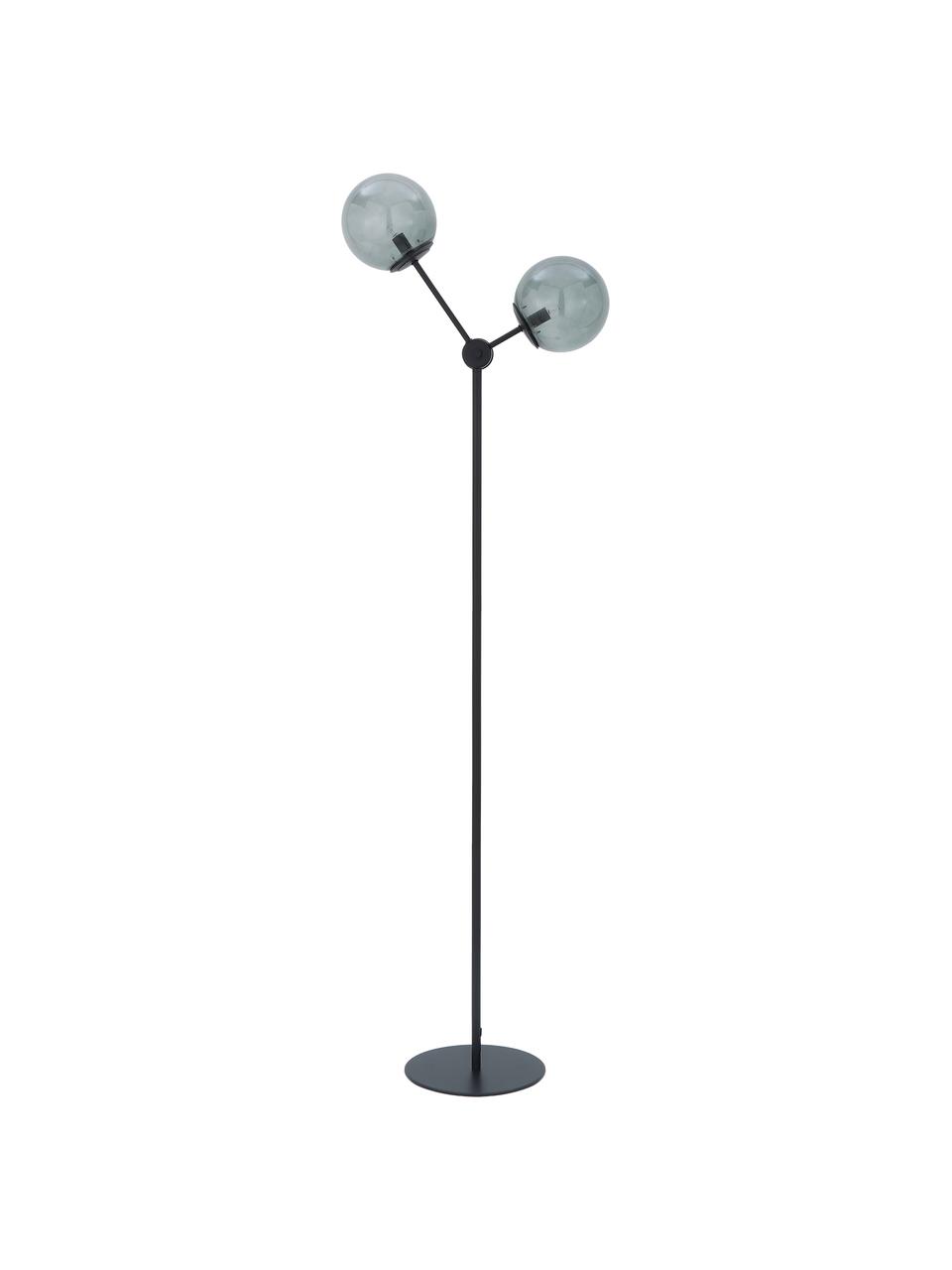 Vloerlamp Aurelia in zwart, Lampvoet: gepoedercoat metaal, Zwart, grijs, Ø 25 x H 155 cm