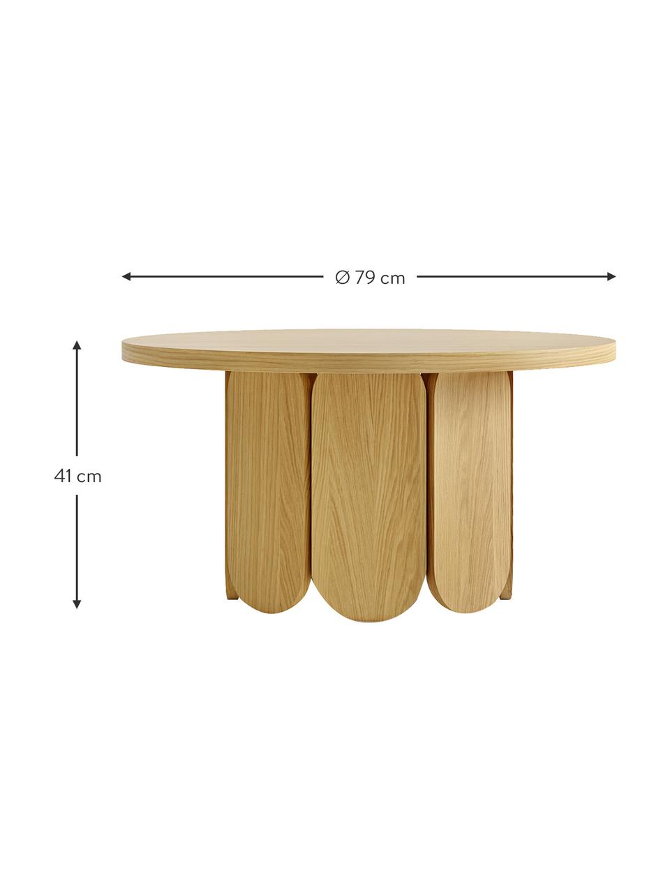 Mesa de centro redonda de madera Soft, Tablero de fibras de densidad media (MDF) con chapado en madera de roble, certificado FSC®, Roble, Ø 79 x Al 41 cm