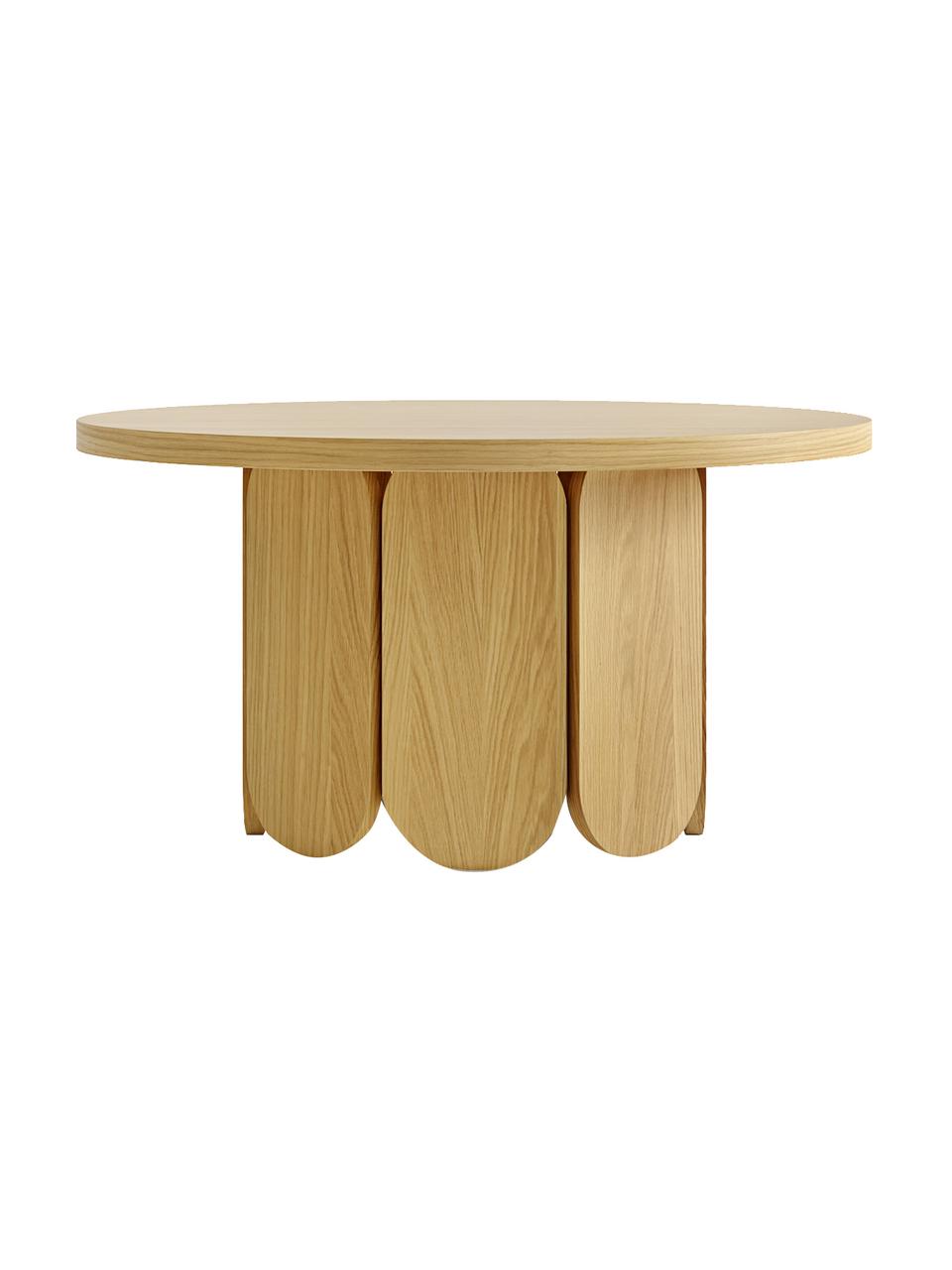 Mesa de centro redonda de madera Soft, Tablero de fibras de densidad media (MDF) con chapado en madera de roble, certificado FSC®, Roble, Ø 79 x Al 41 cm
