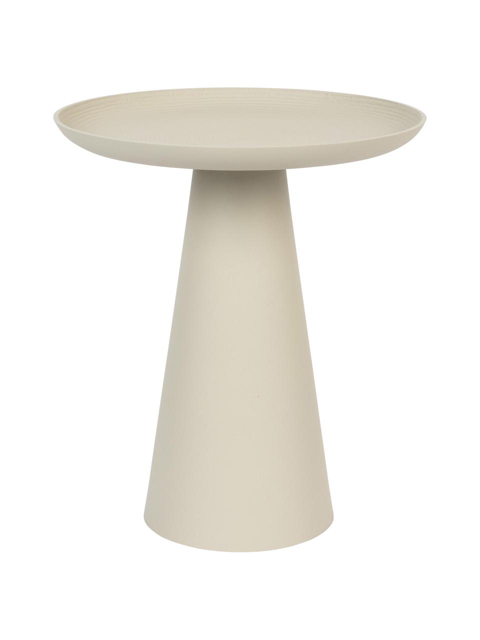 Okrúhly kovový pomocný stolík Ringar, Hliník ošetrený práškovým náterom, Béžová, Ø 40 x V 50 cm
