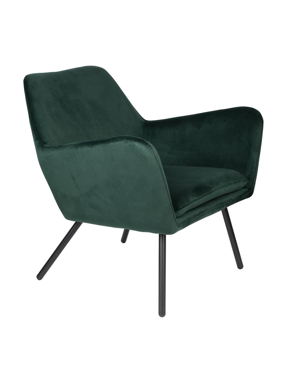 Fauteuil lounge en velours vert Bon, Velours vert, larg. 80 x prof. 76 cm