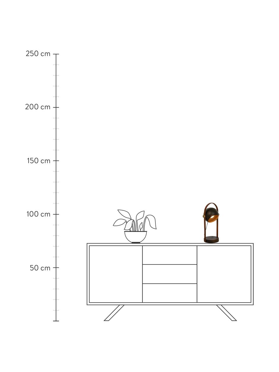 Lámpara de mesa con cuero Bow, Pantalla: metal recubierto, Estructura: cuero sintético, Cable: plástico, Marrón, negro, An 15 x Al 38 cm