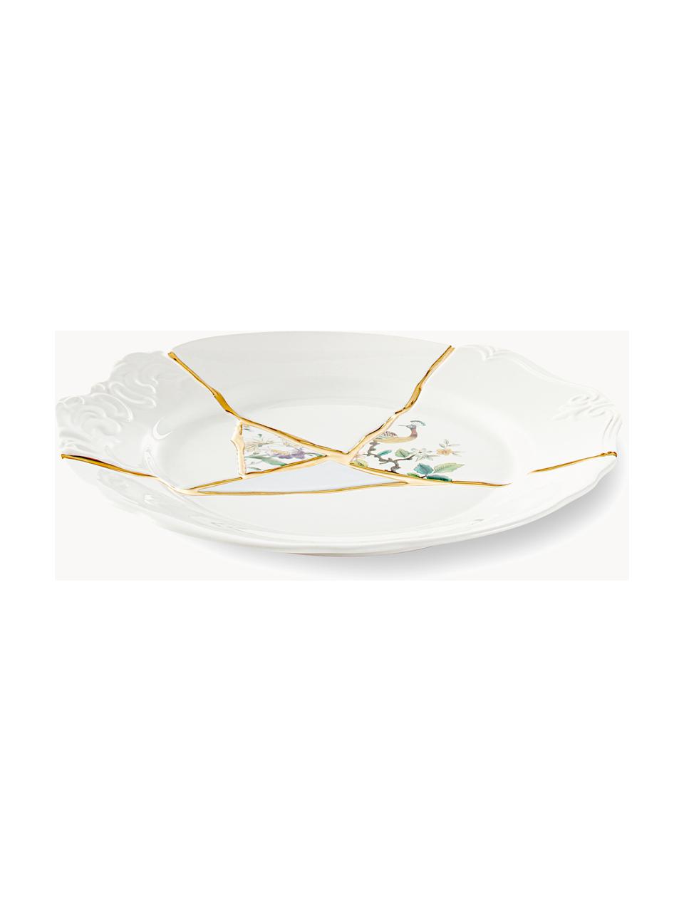 Porcelánový mělký talíř Kintsugi, Bílá, Ø 28 cm