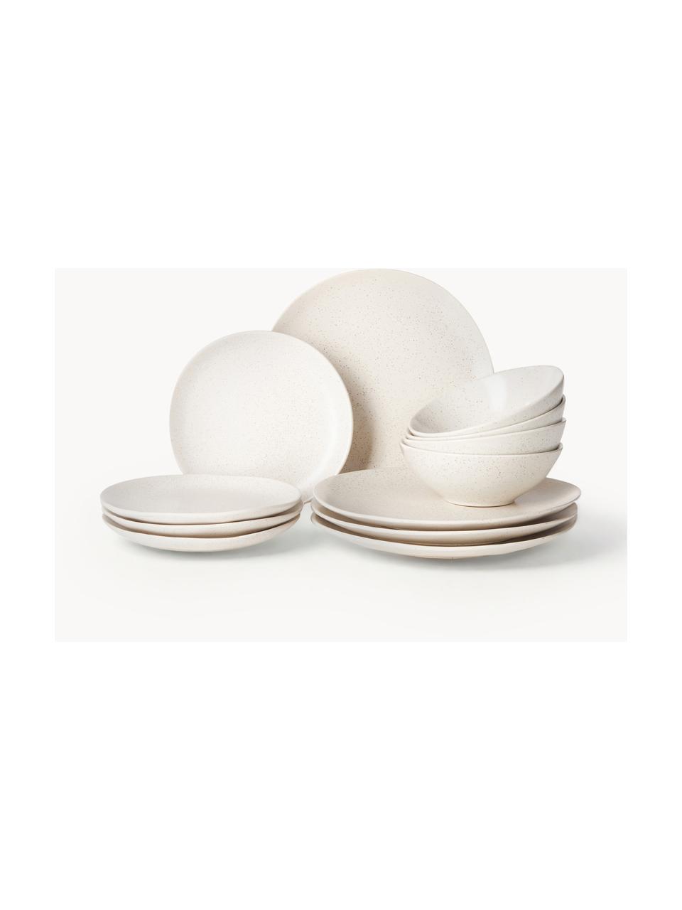 Handgemachtes Geschirr-Set Nordic Vanilla, 4 Personen (12-tlg.), Steingut, Off White, gesprenkelt, 4 Personen (12-tlg.)