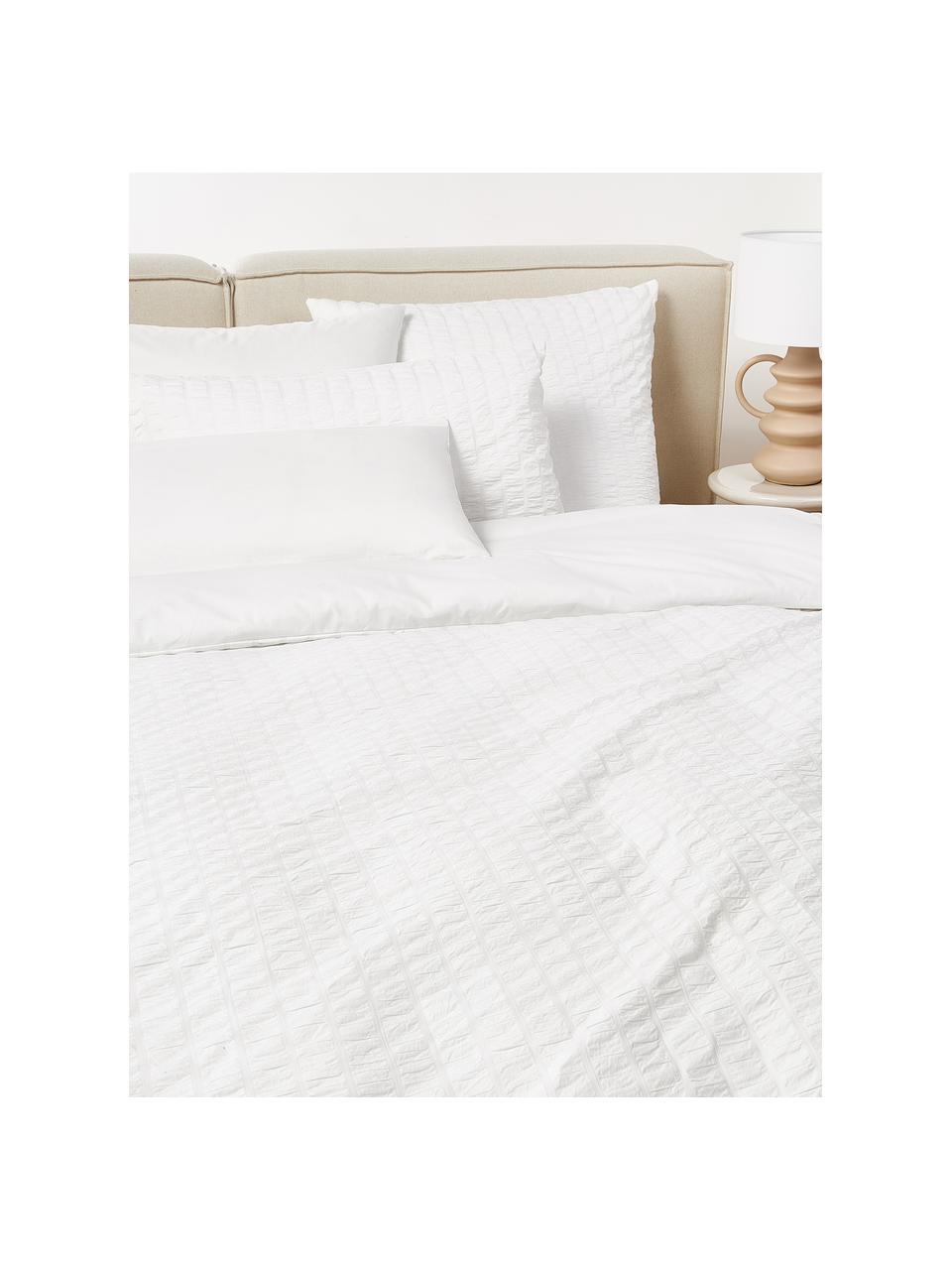 Seersucker-Bettdeckenbezug Esme, Weiß, B 200 x L 200 cm