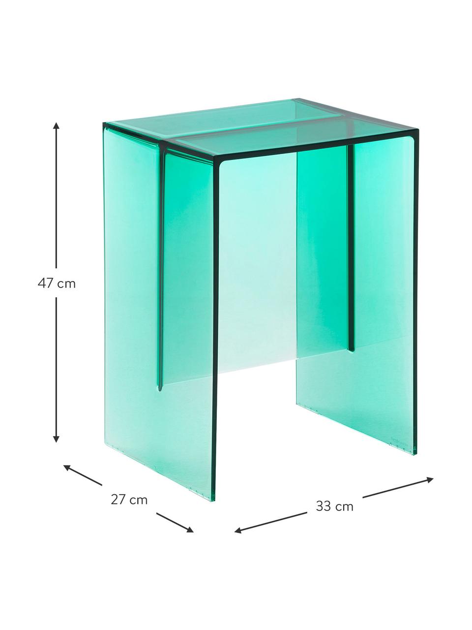 Design kruk/bijzettafel Max-Beam, Gekleurd acrylglas, Greenguard-gecertificeerd, Aquamarijn, transparant, B 33 x H 47 cm