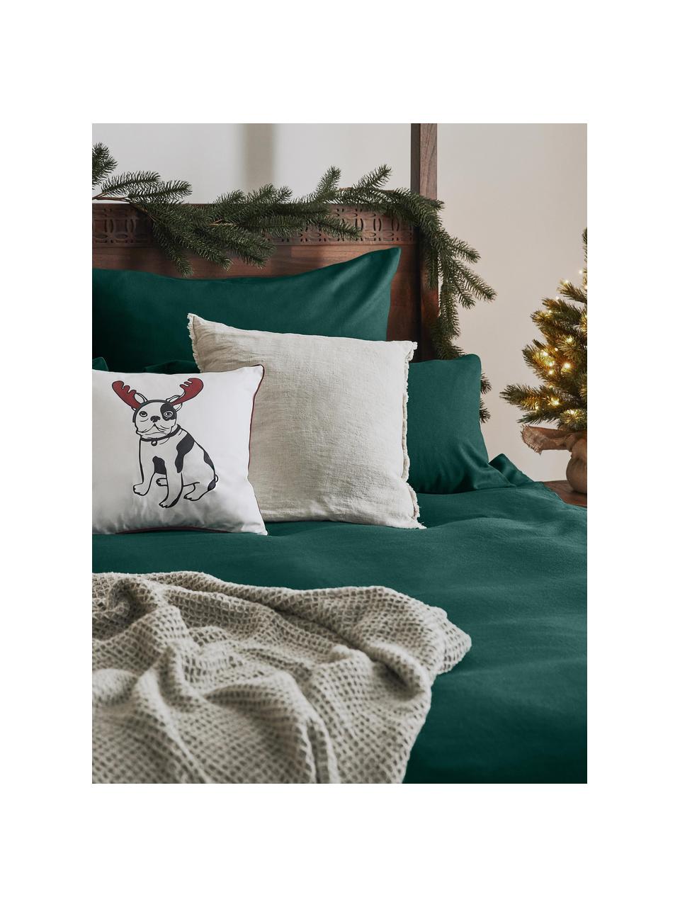 Funda de almohada de franela Biba, Verde oscuro, An 45 x L 110 cm