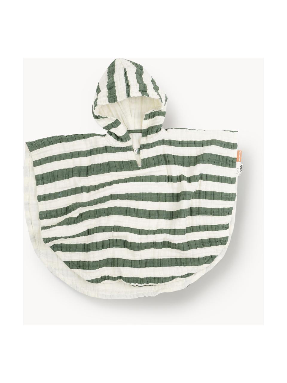 Kinder-Badeponcho Stripes aus Bio-Baumwolle, 100 % Baumwolle (Bio), GOTS-zertifiziert, Grün, Cremeweiß, B 67 x L 50 cm (1 - 2 Jahre)