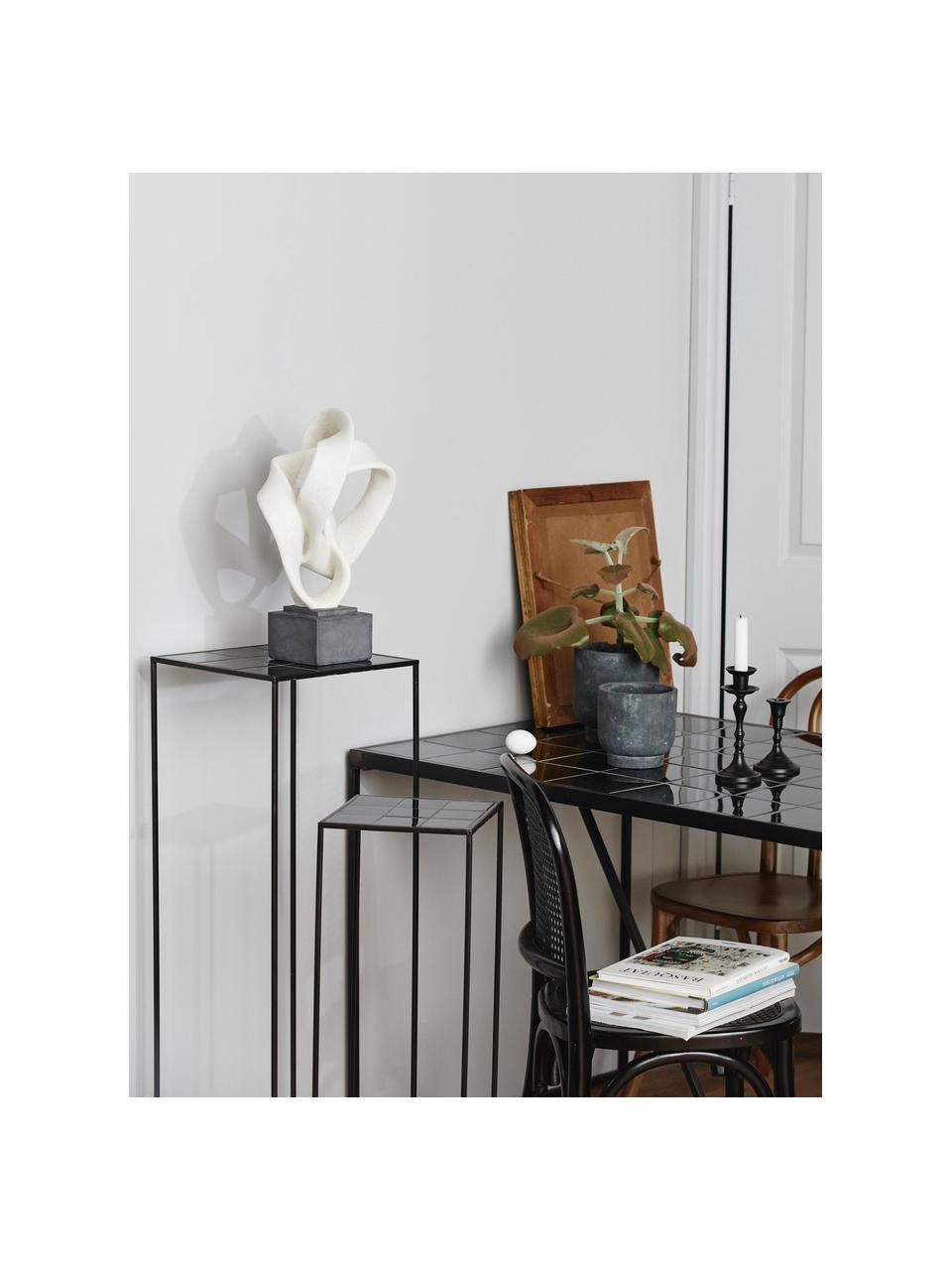 Groot decoratief object Rosala, Kunststof, Wit, zwart, 22 x 43 cm