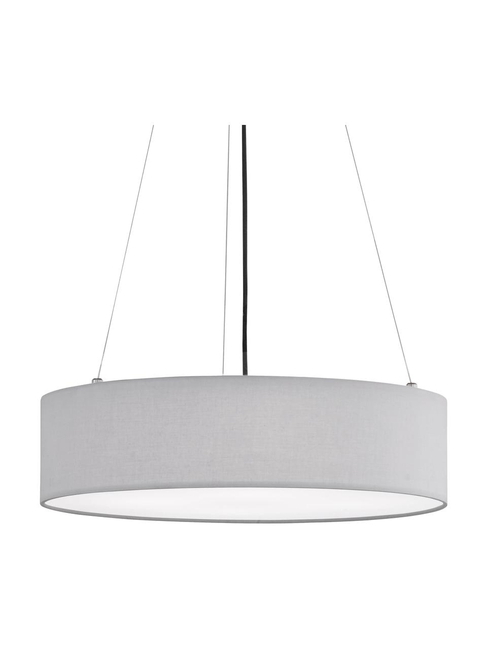Lámpara de techo Pina, estilo clásico, Pantalla: tela, Anclaje: metal, Cable: cubierto en tela, Gris claro, Ø 50 x Al 13 cm
