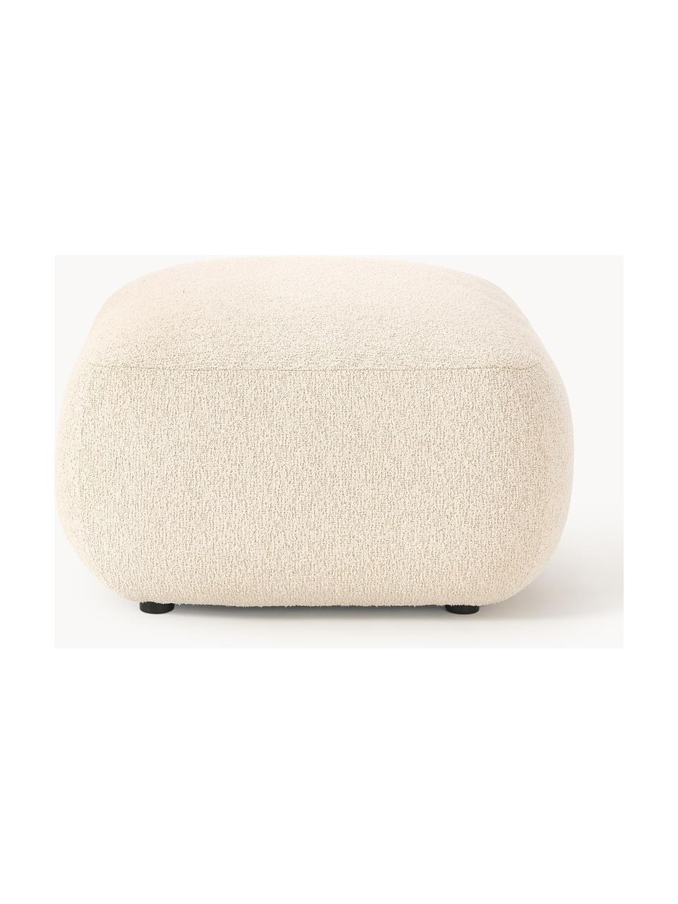 Puf reposapiés en tejido bouclé Sofia, Tapizado: tejido bouclé (100% polié, Estructura: madera de abeto, tablero , Patas: plástico Este producto es, Bouclé beige claro, An 75 x F 96 cm