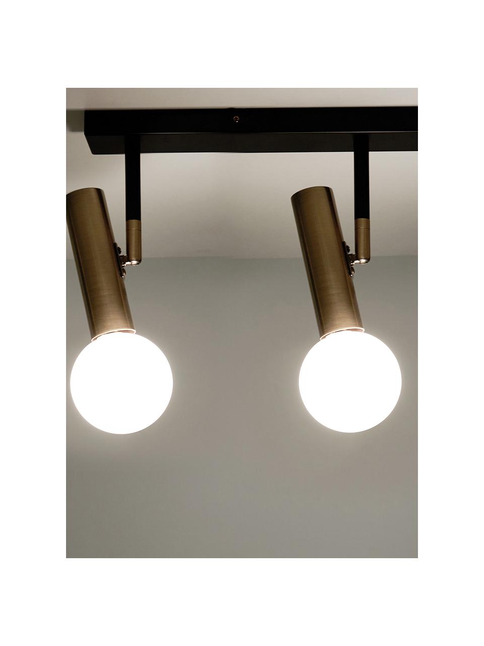 Plafoniera a LED Wilson-Gold, Baldacchino: metallo verniciato a polv, Paralume: vetro, Nero, ottonato, Larg. 65 x Alt. 31 cm