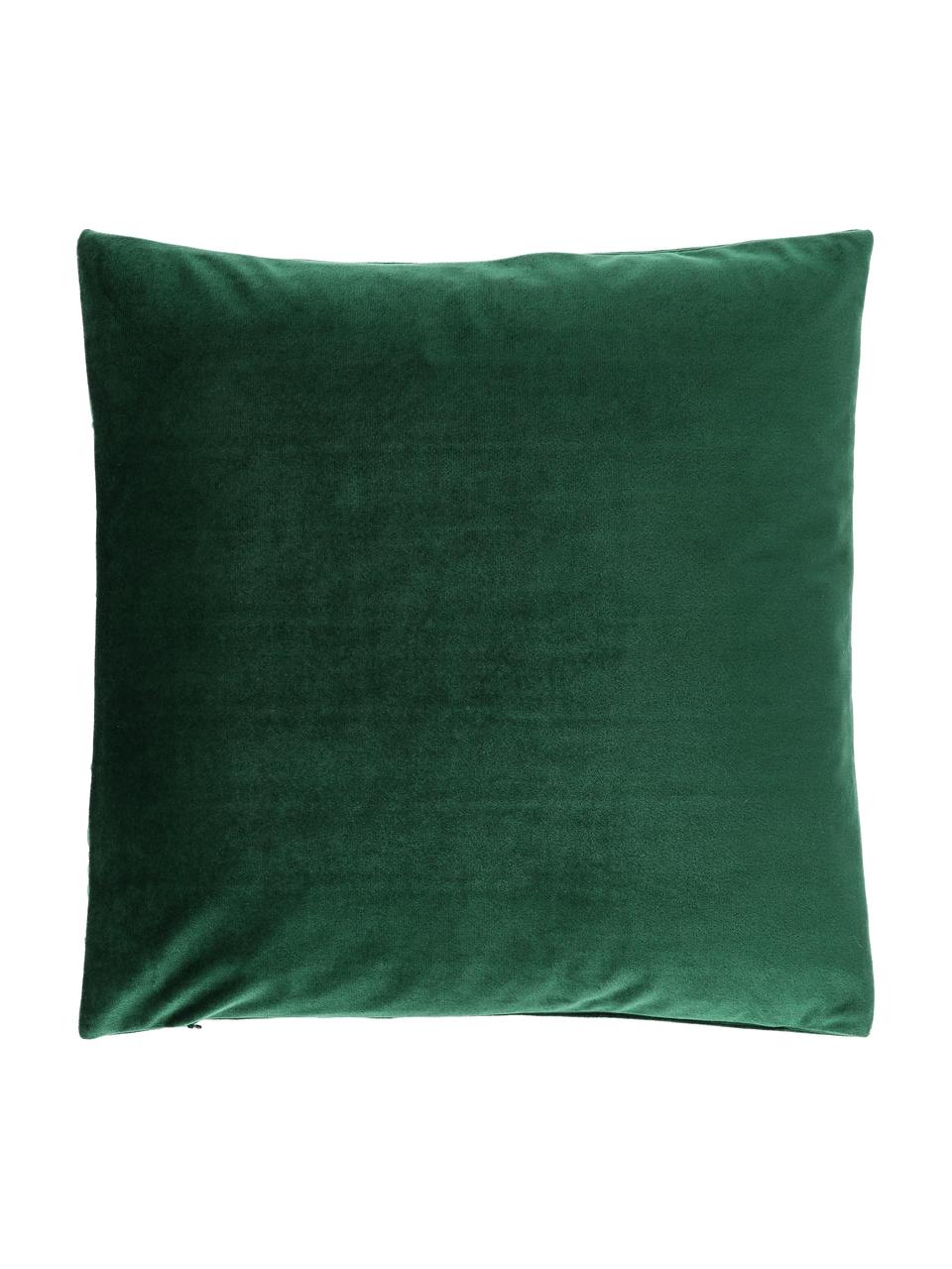 Samt-Kissenhülle Lola in Dunkelgrün mit Struktumuster, Samt (100% Polyester), Grün, 40 x 40 cm