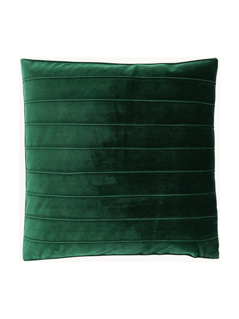 Copricuscino in velluto con motivo strutturato Lola, Velluto (100% poliestere), Verde scuro, Larg. 40 x Lung. 40 cm