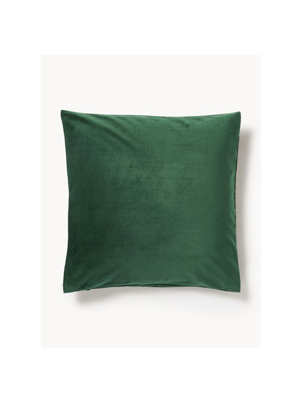 Housse de coussin en velours Lola, Velours (100 % polyester), Vert foncé, larg. 40 x long. 40 cm