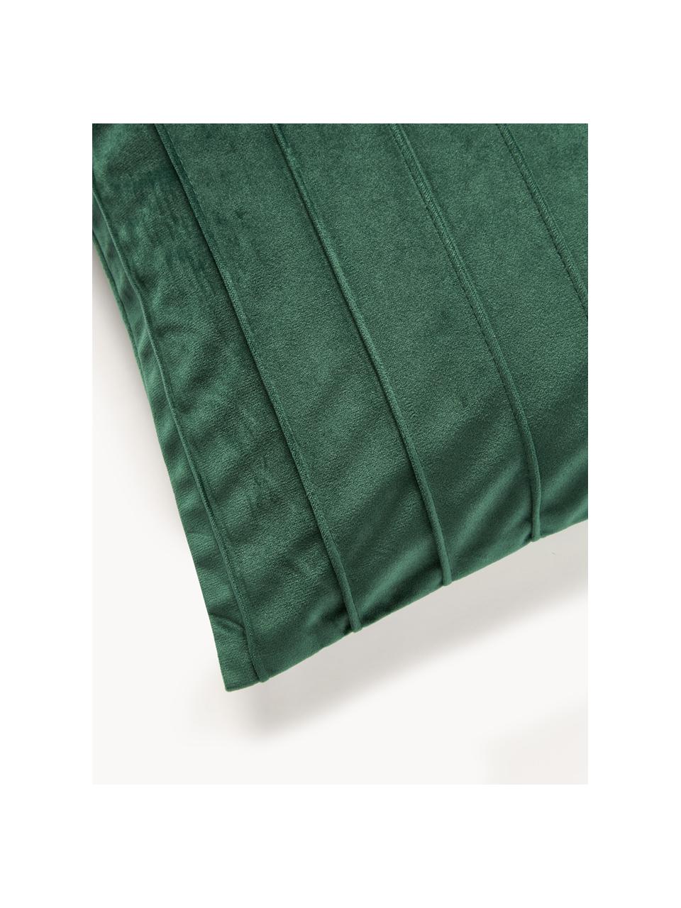 Fluwelen kussenhoes Lola met structuurpatroon, Fluweel (100% polyester), Donkergroen, B 40 x L 40 cm