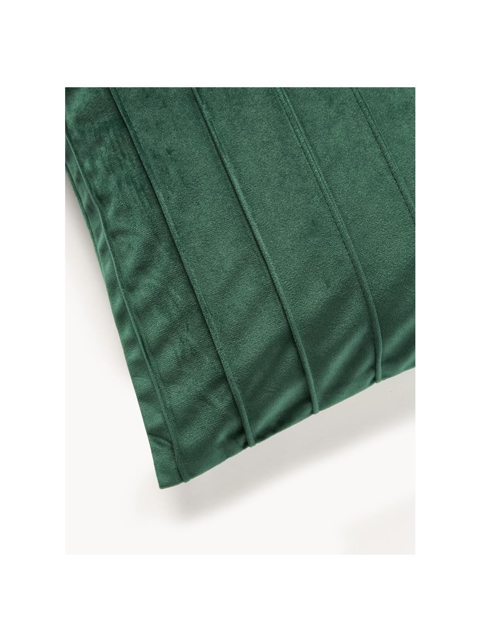 Housse de coussin en velours Lola, Velours (100 % polyester), Vert foncé, larg. 40 x long. 40 cm