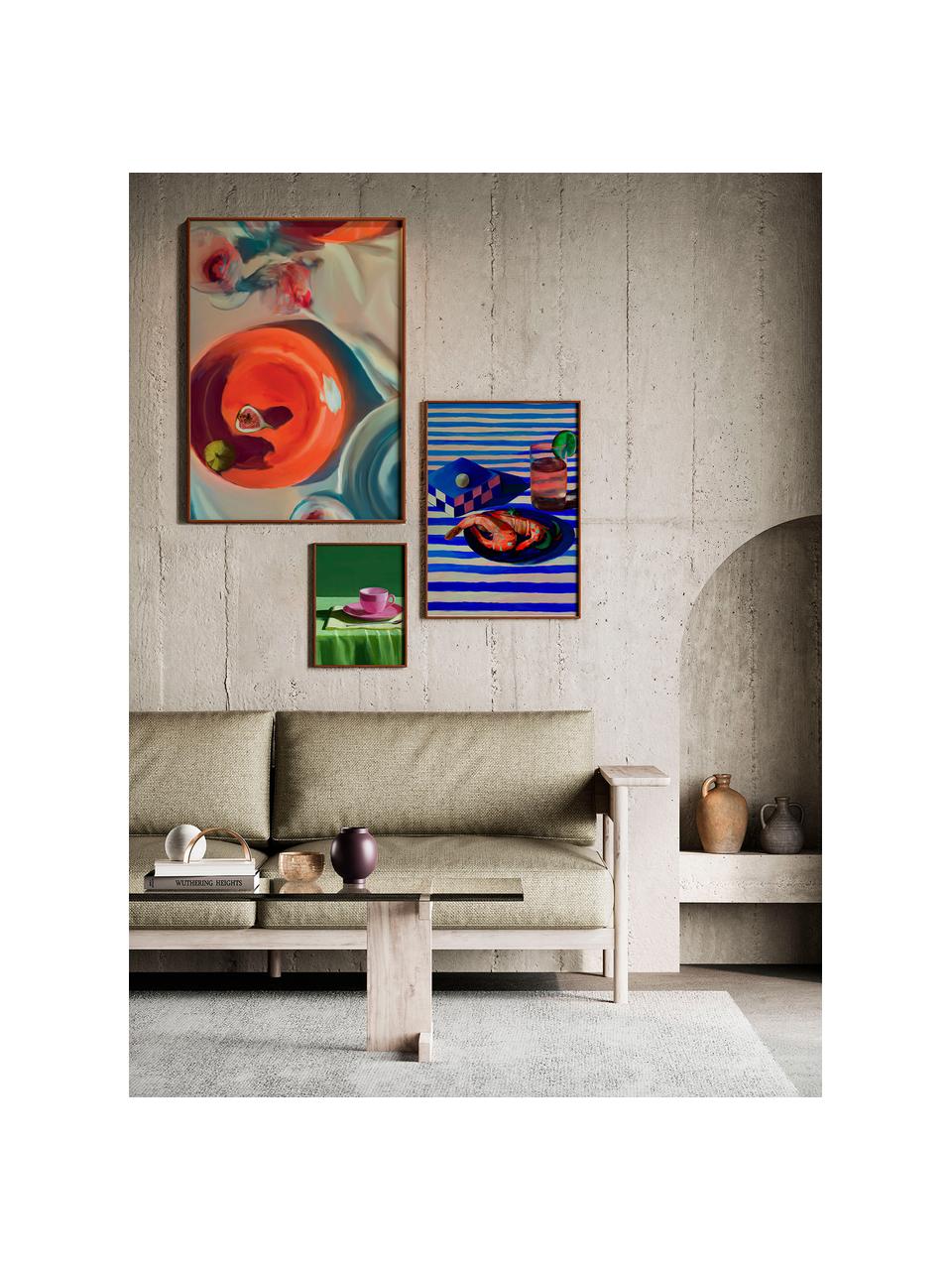 Poster Artwall no. 04 mit Rahmen, 3er-Set, Rahmen: Kiefernholz, Front: Plexiglas, Bunt, Set mit verschiedenen Größen