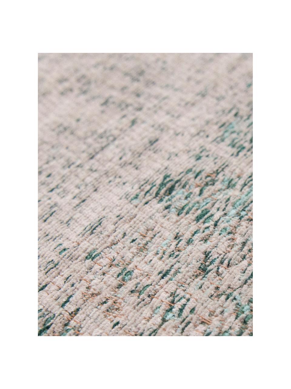 Alfombra de chenilla Medaillon, estilo vintage, Parte superior: chenilla (algodón), Reverso: tejido de chenilla, recub, Verde, rosa, An 140 x L 200 cm (Tamaño S)